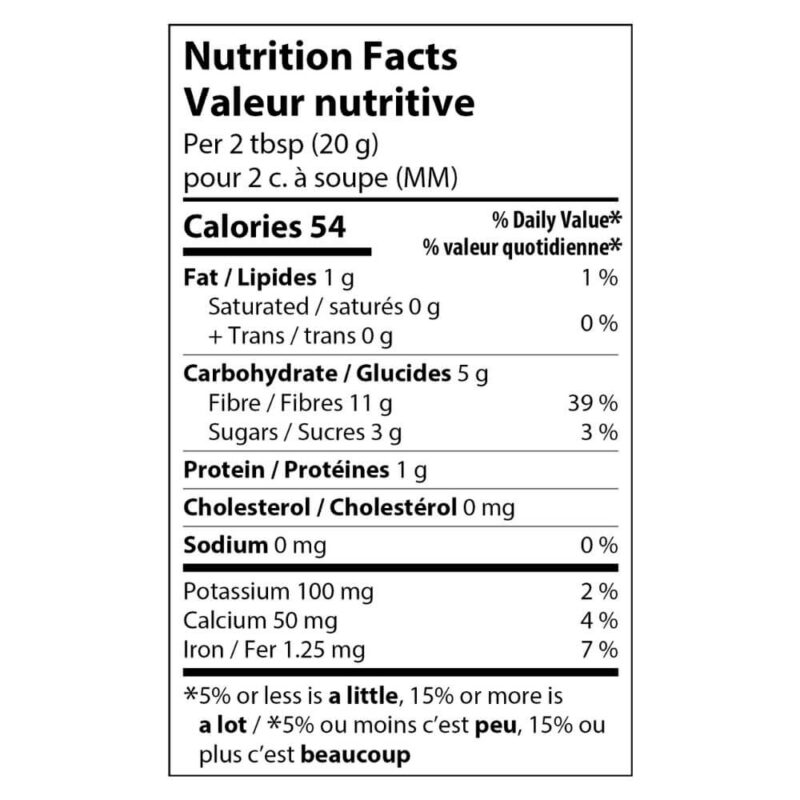 nutrition facts table aronia berry powder