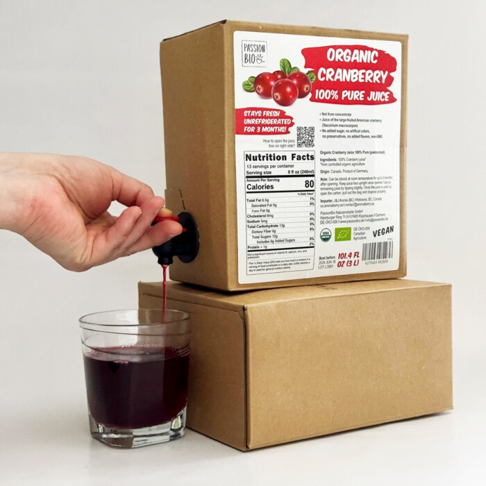 Organic Cranberry Juice Box 101.4 Fl Oz (3 Liter) | 100% Pure