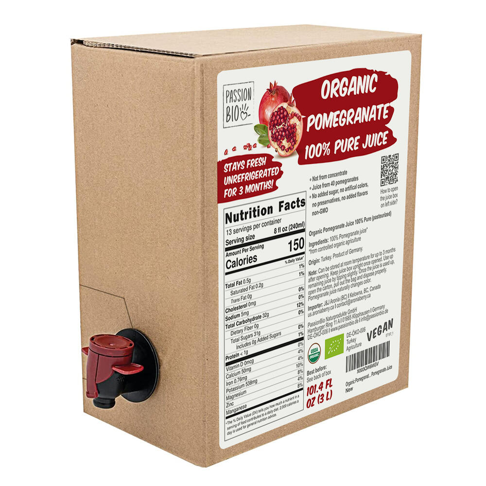 Organic Pomegranate Juice Box 101.4 Fl Oz (3 Liter) | 100% Pure