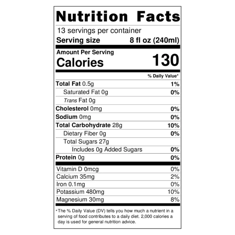 nutrition facts tart cherry juice